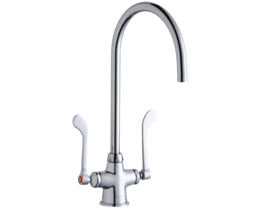 Elkay Single Hole with Concealed Deck Laminar Flow Faucet with 8" Gooseneck Spout 6" Wristblade Handles Chrome