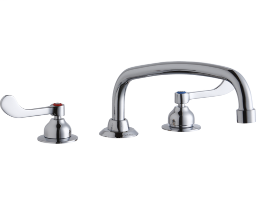 Elkay 8" Centerset with Concealed Deck Faucet with 14" Arc Tube Spout 4" Wristblade Handles Chrome