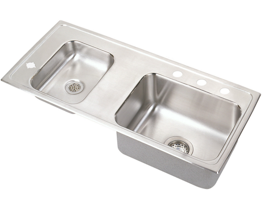 Elkay Lustertone Classic Stainless Steel 37-1/4" x 17" x 5", Double Bowl Drop-in Classroom ADA Sink