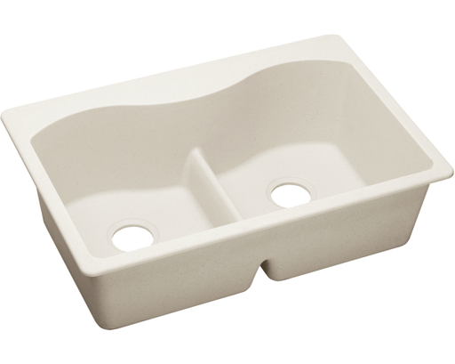 Elkay Quartz Luxe 33" x 22" x 9-1/2", Equal Double Bowl Drop-in Sink with Aqua Divide, Ricotta