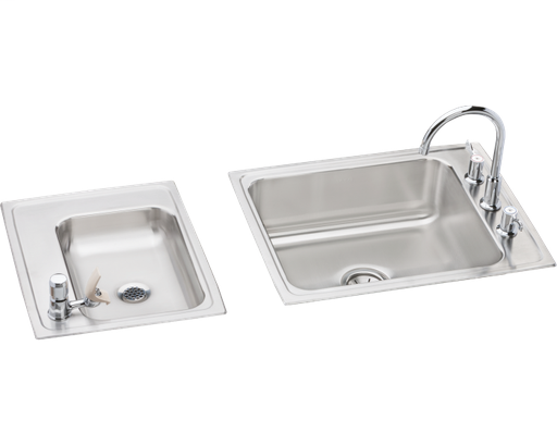 Elkay Lustertone Classic Stainless Steel 41" x 19-1/2" x 7-5/8", Double Bowl Drop-in Classroom Sink Kit