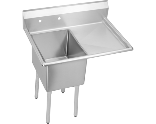 Elkay Dependabilt Stainless Steel 38-1/2" x 23-3/4" x 46" 16 Gauge One Compartment Sink w/ 18" Right Drainboard and Stainless Steel Legs