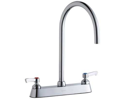 Elkay 8" Centerset with Exposed Deck Laminar Flow Faucet with 8" Gooseneck Spout 2" Lever Handles Chrome