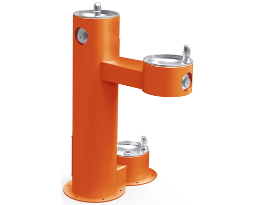 Elkay Outdoor Fountain Bi-Level Pedestal with Pet Station, Non-Filtered Non-Refrigerated, Freeze Resistant, Orange