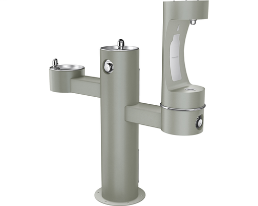 Elkay Outdoor ezH2O Bottle Filling Station Tri-Level Pedestal, Non-Filtered Non-Refrigerated FR Gray
