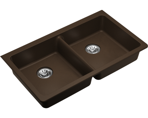 Elkay Quartz Classic 33" x 18-1/2" x 5-1/2", Double Bowl Undermount ADA Sink with Perfect Drain, Mocha