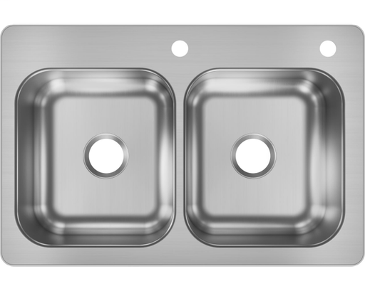 18 Gauge Stainless Steel 33" x 22" x 9" Double Bowl Dual Mount Kitchen Sink