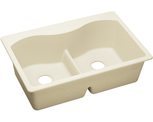 Elkay Quartz Luxe 33" x 22" x 9-1/2", Equal Double Bowl Drop-in Sink with Aqua Divide, Parchment