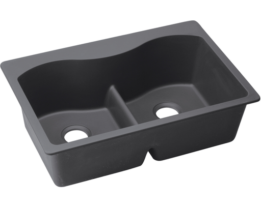 Elkay Quartz Luxe 33" x 22" x 9-1/2", Equal Double Bowl Drop-in Sink with Aqua Divide, Charcoal