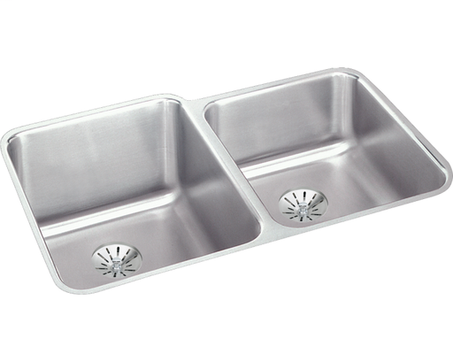 Elkay Lustertone Classic Stainless Steel, 31-1/4" x 20-1/2" x 4-3/8", Double Bowl Undermount ADA Sink w/Perfect Drain