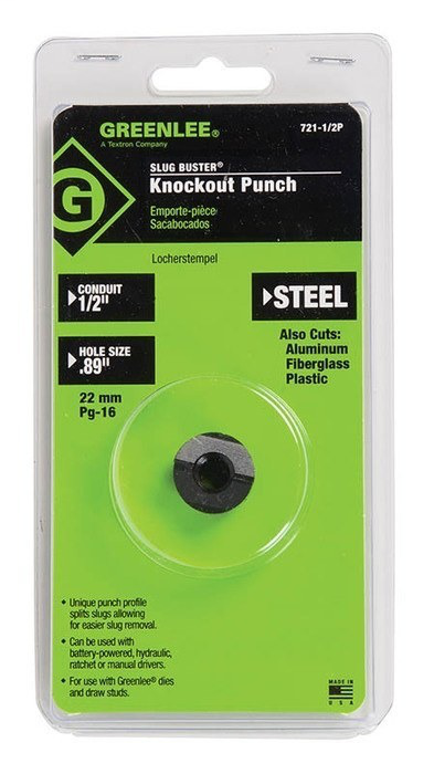 Greenlee 721-1/2P 0.885 Inch Hole Round Knockout Punch Greenlee 721-1/2P 0.885 Inch Hole Round Knockout Punch