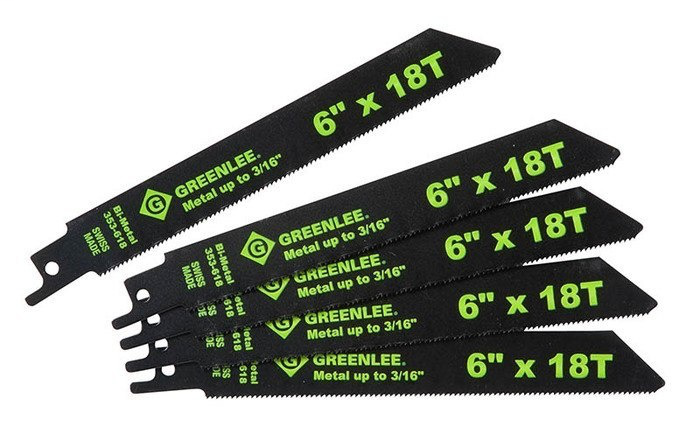 Greenlee 353-618 6 x 3/4 x 0.035 Inch Bi-Metal Straight Back Reciprocating Saw Blade Greenlee 353-618 6 x 3/4 x 0.035 Inch Bi-Metal Straight Back Reciprocating Saw Blade
