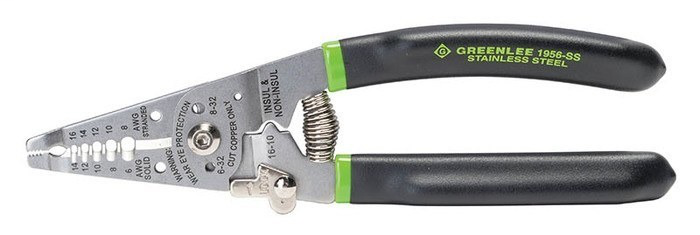 Greenlee 1956-SS 6 to 14 AWG Stainless Steel Spring Return Wire Stripper/Cutter/Crimper Greenlee 1956-SS 6 to 14 AWG Stainless Steel Spring Return Wire Stripper/Cutter/Crimper