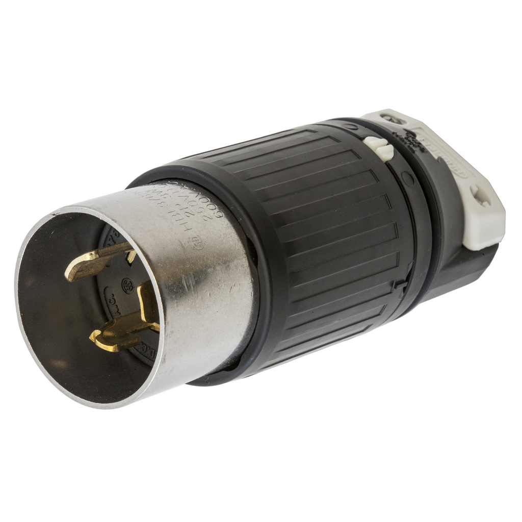 Hubbell Wiring Devices HBL3763C 50 Amp 600 VAC and 250 VDC 2-Pole 3-Wire Nylon Locking Plug Hubbell Wiring Devices HBL3763C 50 Amp 600 VAC and 250 VDC 2-Pole 3-Wire Nylon Locking Plug