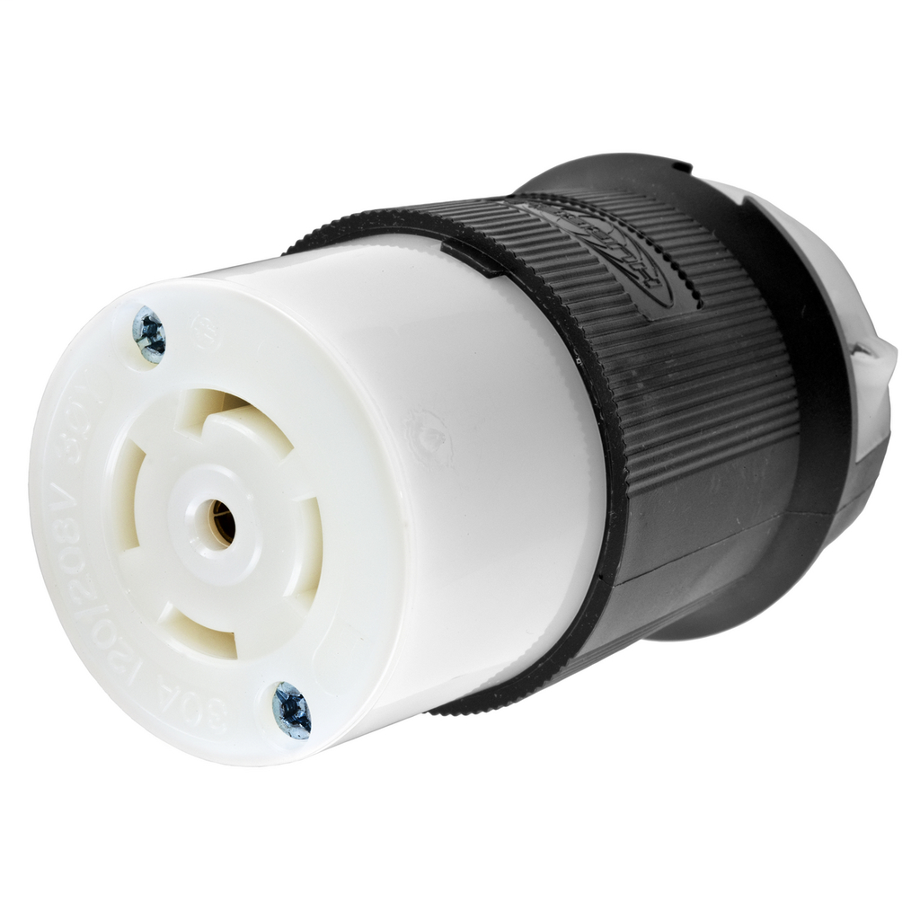 Hubbell Wiring Devices HBL2813 30 Amp 120/208 VAC 4-Pole 5-Wire NEMA L21-30R Black and White Locking Connector Body Hubbell Wiring Devices HBL2813 30 Amp 120/208 VAC 4-Pole 5-Wire NEMA L21-30R Black and White Locking Connector Body