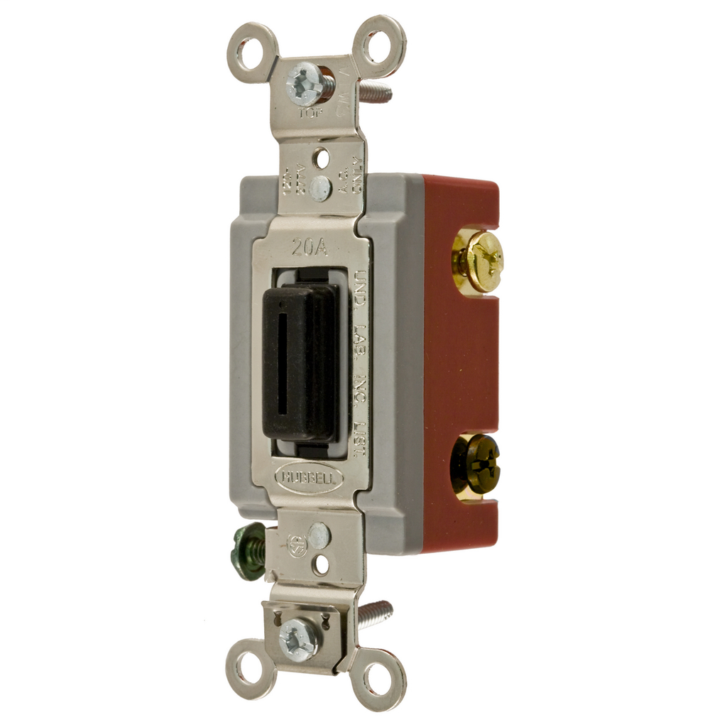 Hubbell Wiring Devices HBL1223L 20 Amp 120/277 VAC 3-Way Black Locking Toggle Switch Hubbell Wiring Devices HBL1223L 20 Amp 120/277 VAC 3-Way Black Locking Toggle Switch
