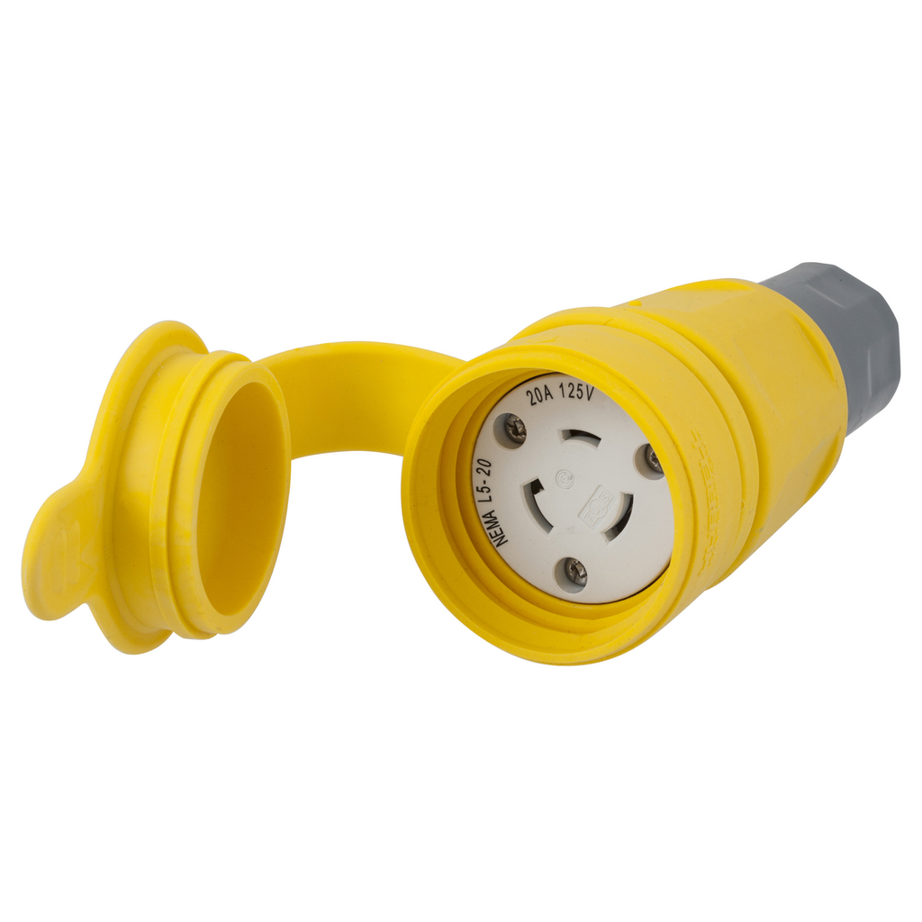 Hubbell Wiring Devices HBL27W47 20 Amp 125 Volt 2-Pole 3-Wire NEMA L5-20R Yellow Locking Connector Hubbell Wiring Devices HBL27W47 20 Amp 125 Volt 2-Pole 3-Wire NEMA L5-20R Yellow Locking Connector