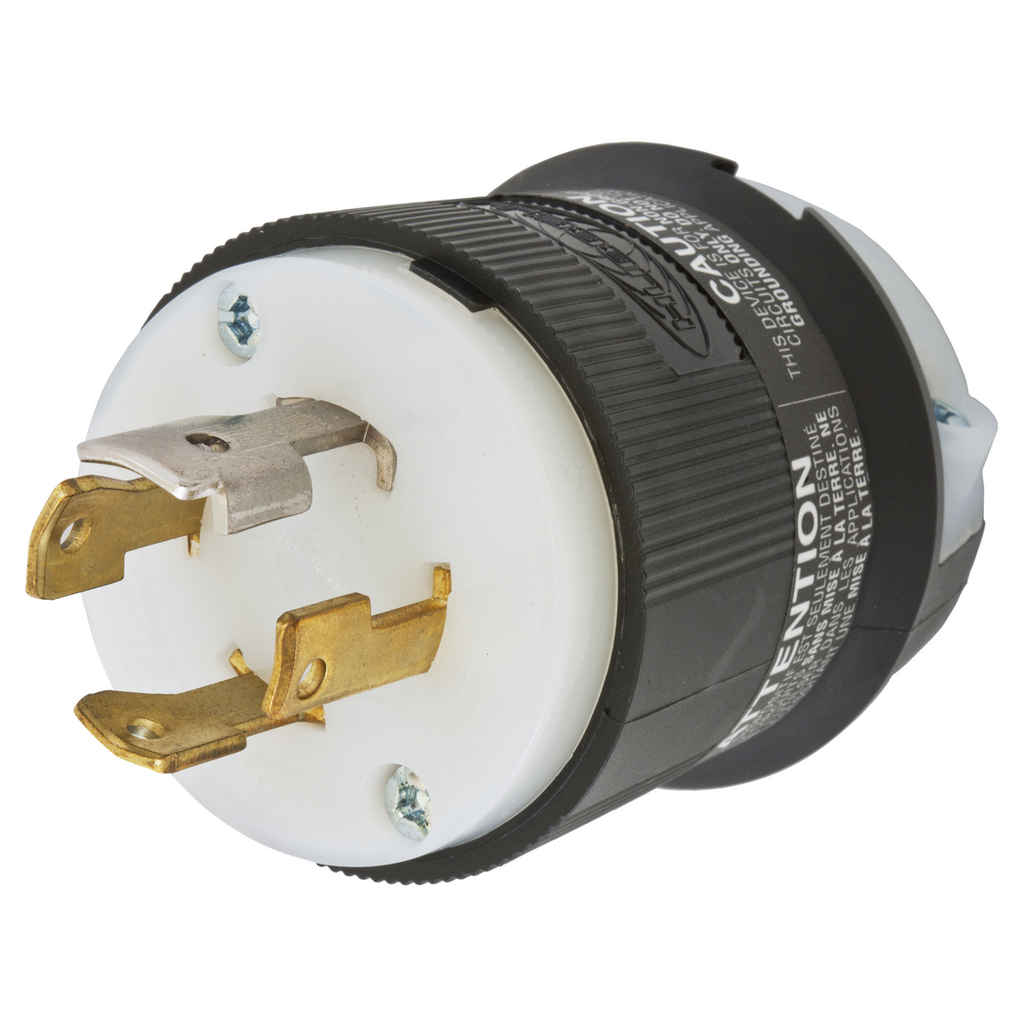 Hubbell Wiring Devices HBL2771 30 Amp 347/600 VAC 4-Pole 4-Wire NEMA L20-30P Black and White Locking Plug Hubbell Wiring Devices HBL2771 30 Amp 347/600 VAC 4-Pole 4-Wire NEMA L20-30P Black and White Locking Plug