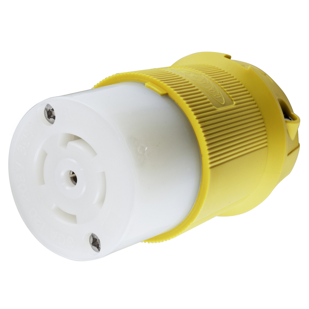 Hubbell Wiring Devices HBL28CM13 30 Amp 120/208 VAC 4-Pole 5-Wire NEMA L21-30R Yellow Locking Connector Body Hubbell Wiring Devices HBL28CM13 30 Amp 120/208 VAC 4-Pole 5-Wire NEMA L21-30R Yellow Locking Connector Body