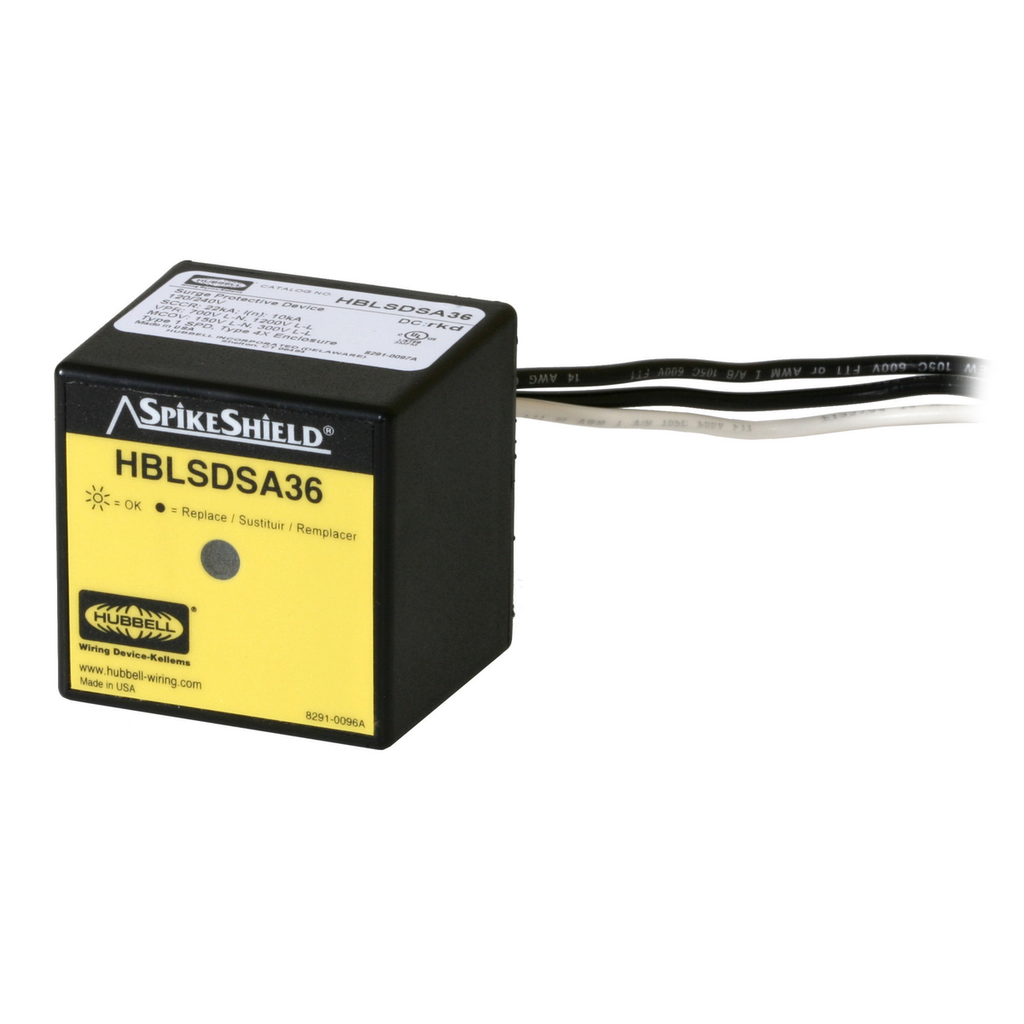 Hubbell Wiring Devices HBLSDSA36 1-Phase 3-Wire 120/240 Volt Back Nipple Mount Wired-In Surge Arrester Hubbell Wiring Devices HBLSDSA36 1-Phase 3-Wire 120/240 Volt Back Nipple Mount Wired-In Surge Arrester
