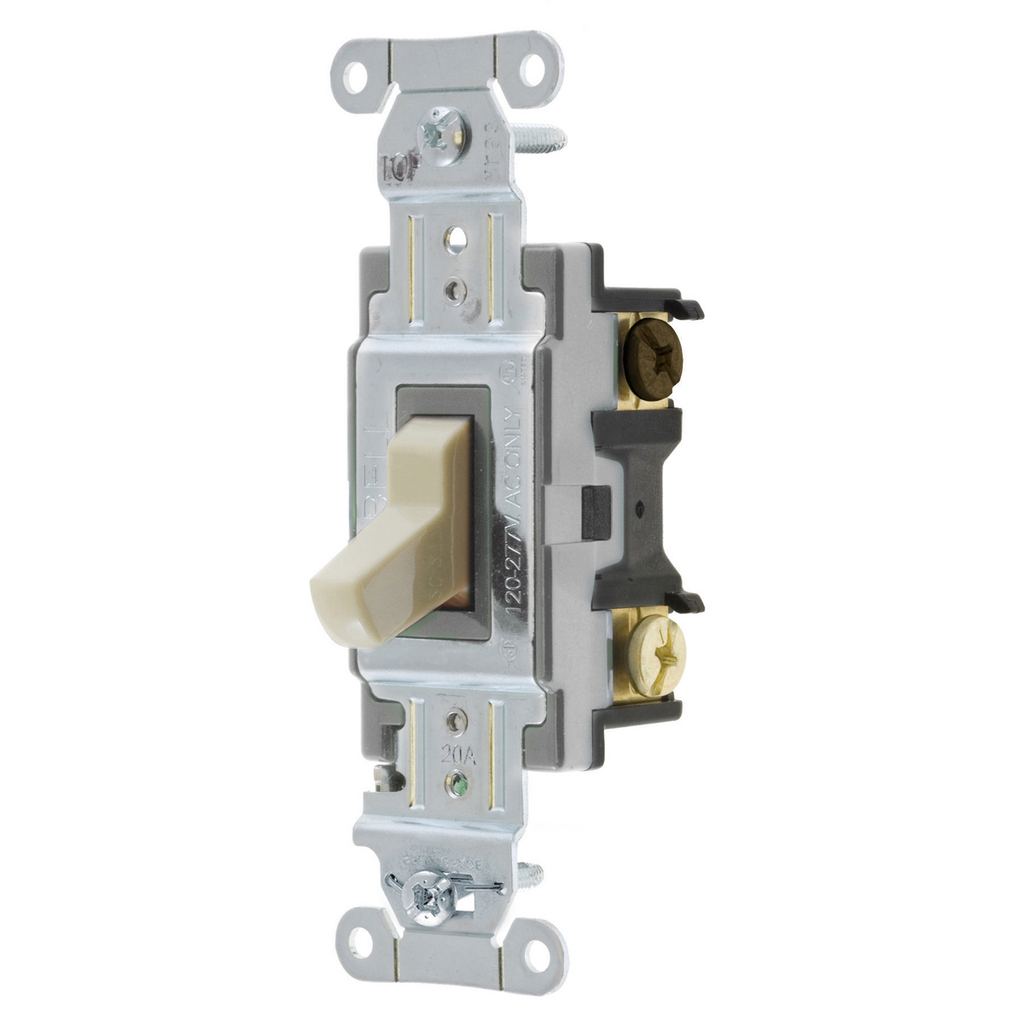 Hubbell Wiring Devices CSB320I 20 Amp 120/277 VAC 3-Way Ivory Toggle Switch Hubbell Wiring Devices CSB320I 20 Amp 120/277 VAC 3-Way Ivory Toggle Switch