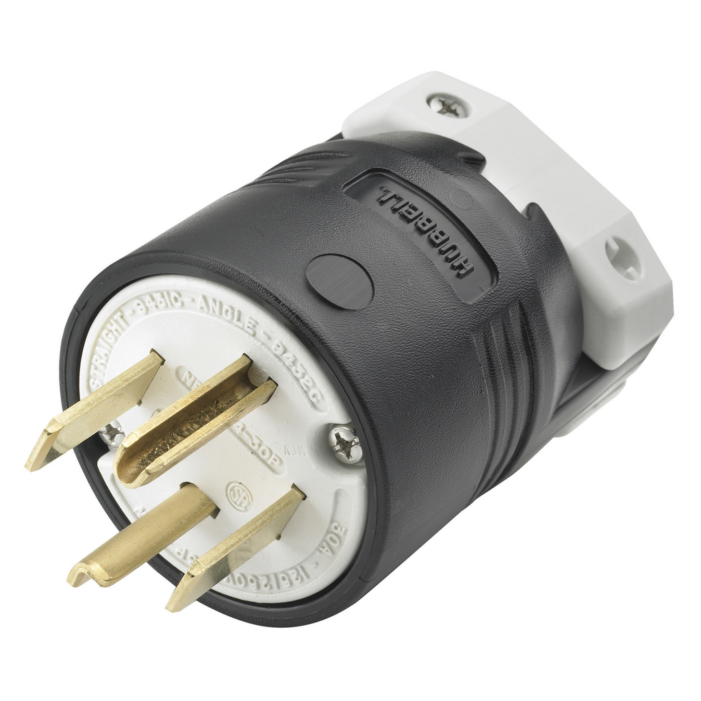 Hubbell Wiring Devices HBL9431C 30 Amp 125/250 Volt 3-Pole 4-Wire NEMA 14-30P Black Nylon Straight Blade Plug Hubbell Wiring Devices HBL9431C 30 Amp 125/250 Volt 3-Pole 4-Wire NEMA 14-30P Black Nylon Straight Blade Plug