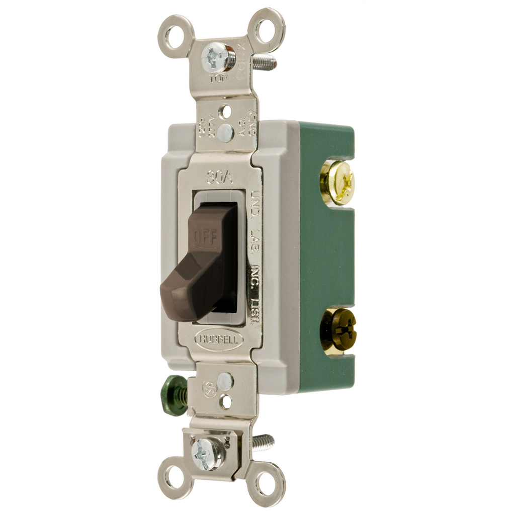 Hubbell Wiring Devices HBL3033 30 Amp 120/277 VAC 3-Way Brown Toggle Switch Hubbell Wiring Devices HBL3033 30 Amp 120/277 VAC 3-Way Brown Toggle Switch