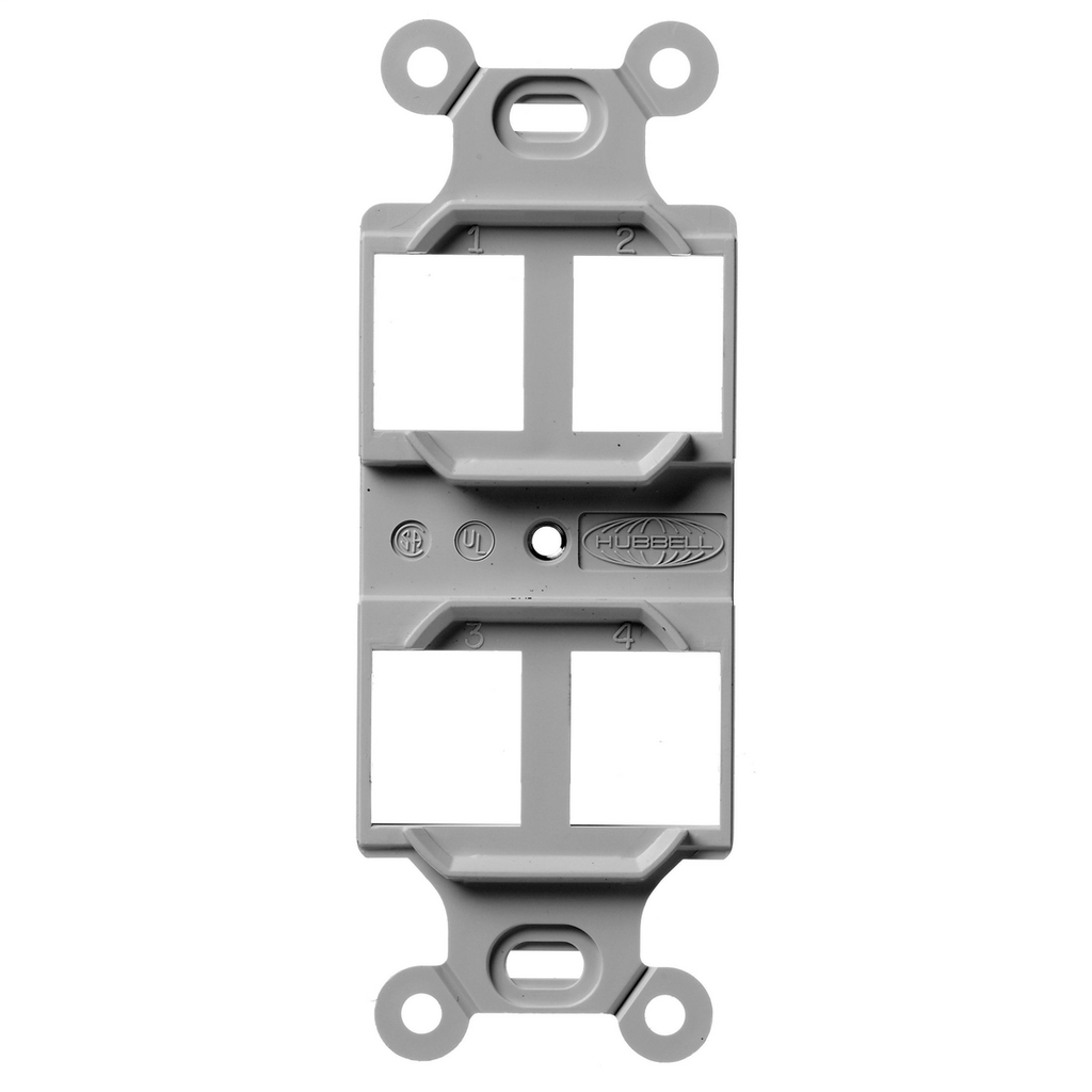 Hubbell Wiring Devices Q106G 1-Gang Gray 4-Port Face Plate Hubbell Wiring Devices Q106G 1-Gang Gray 4-Port Face Plate