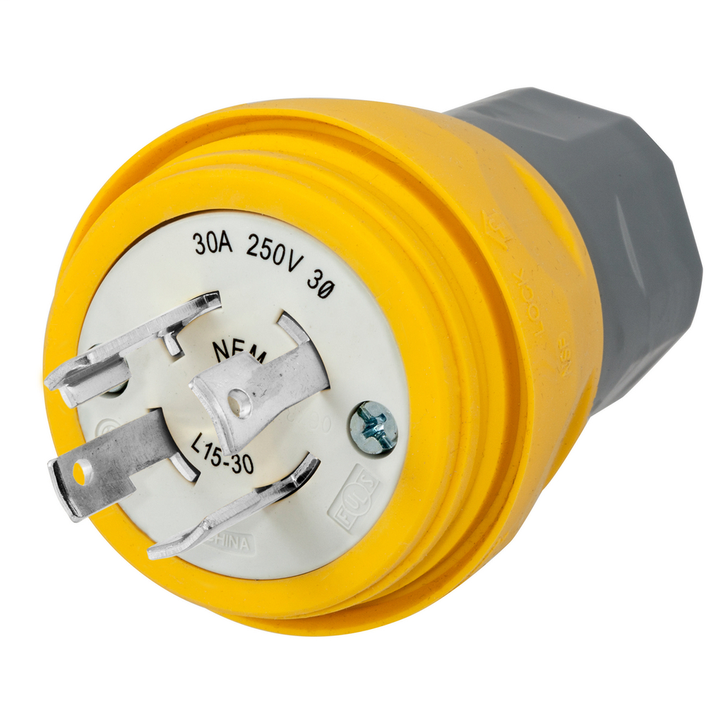 Hubbell Wiring Devices HBL28W75 30 Amp 250 Volt 3-Pole 4-Wire NEMA L15-30P Yellow Locking Plug Hubbell Wiring Devices HBL28W75 30 Amp 250 Volt 3-Pole 4-Wire NEMA L15-30P Yellow Locking Plug