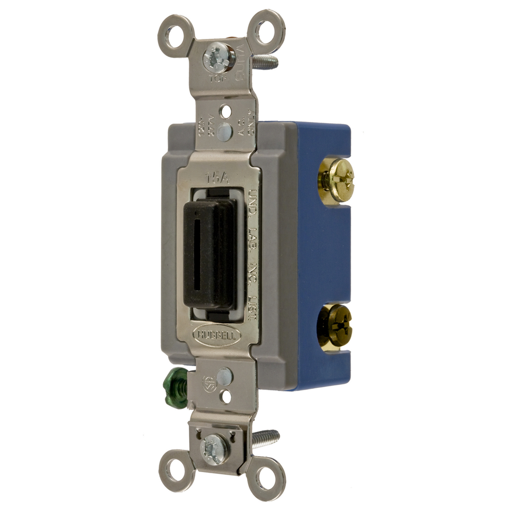 Hubbell Wiring Devices HBL1204L 15 Amp 120/277 VAC 4-Way Black Locking Toggle Switch Hubbell Wiring Devices HBL1204L 15 Amp 120/277 VAC 4-Way Black Locking Toggle Switch