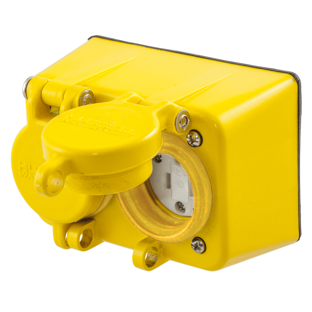 Hubbell Wiring Devices HBL60W47D 15 Amp 125 Volt 2-Pole 3-Wire NEMA 5-15R Yellow Straight Blade Device Duplex Receptacle Hubbell Wiring Devices HBL60W47D 15 Amp 125 Volt 2-Pole 3-Wire NEMA 5-15R Yellow Straight Blade Device Duplex Receptacle