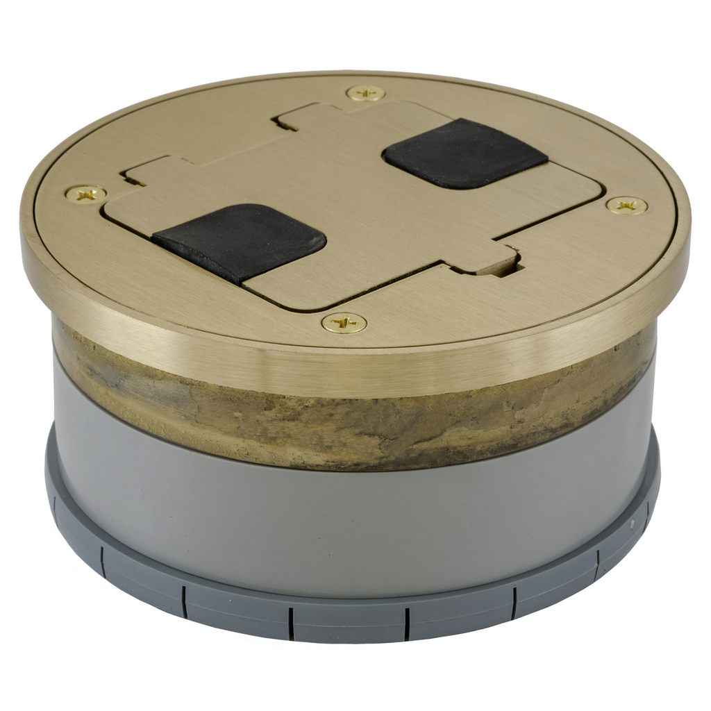 Hubbell Wiring Devices RF409BR Solid Brass Hardwood and Tile Floor Flush Fit Box Hubbell Wiring Devices RF409BR Solid Brass Hardwood and Tile Floor Flush Fit Box