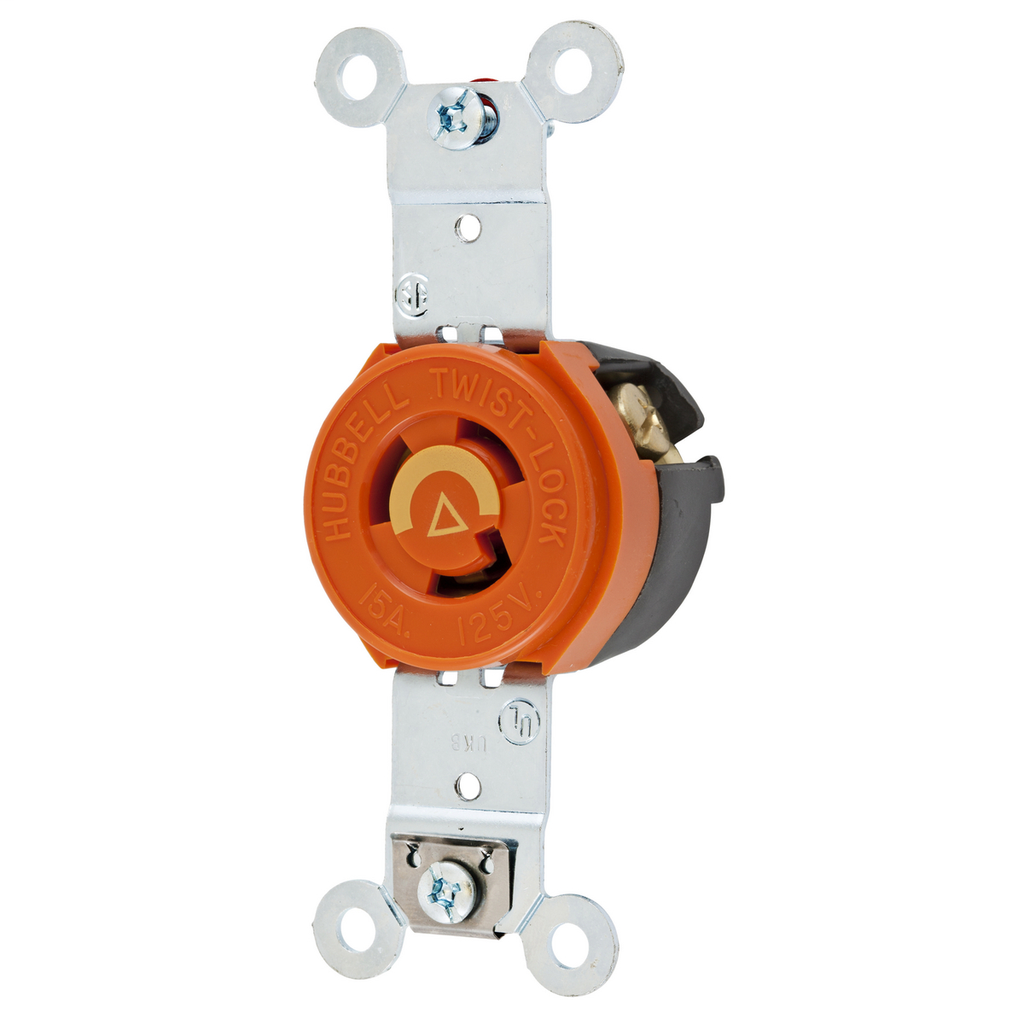 Hubbell Wiring Devices IG4710 15 Amp 125 Volt 2-Pole 3-Wire NEMA L5-15R Orange Isolated Ground Locking Single Receptacle Hubbell Wiring Devices IG4710 15 Amp 125 Volt 2-Pole 3-Wire NEMA L5-15R Orange Isolated Ground Locking Single Receptacle
