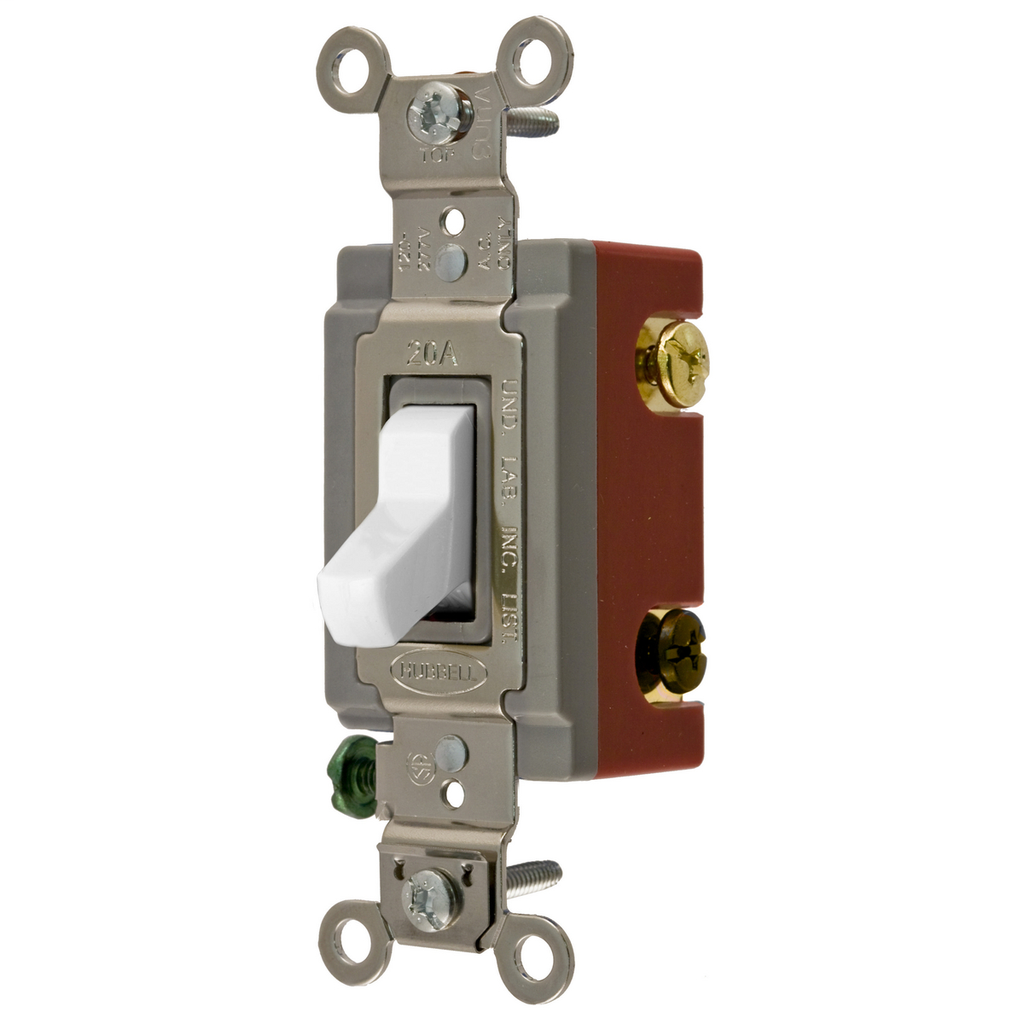 Hubbell Wiring Devices HBL1223W 20 Amp 120/277 VAC 3-Way White Toggle Switch Hubbell Wiring Devices HBL1223W 20 Amp 120/277 VAC 3-Way White Toggle Switch