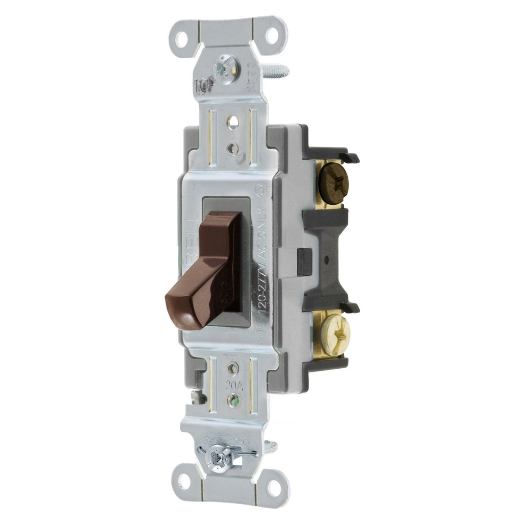 Hubbell Wiring Devices CSB420 20 Amp 120/277 VAC 4-Way Brown Toggle Switch Hubbell Wiring Devices CSB420 20 Amp 120/277 VAC 4-Way Brown Toggle Switch