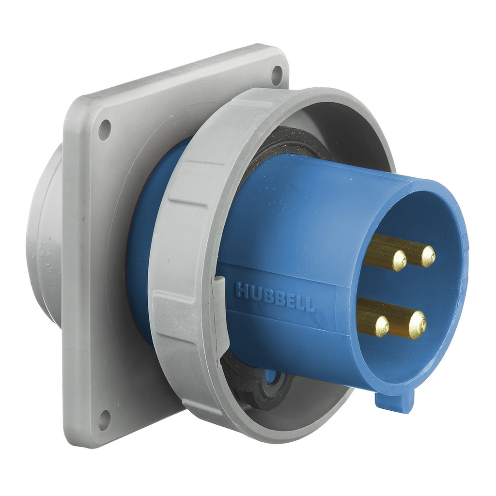 Hubbell Wiring Devices HBL4100B9W 100 Amp 250 Volt 3-Phase 3-Pole 4-Wire Watertight IEC Pin and Sleeve Inlet Hubbell Wiring Devices HBL4100B9W 100 Amp 250 Volt 3-Phase 3-Pole 4-Wire Watertight IEC Pin and Sleeve Inlet