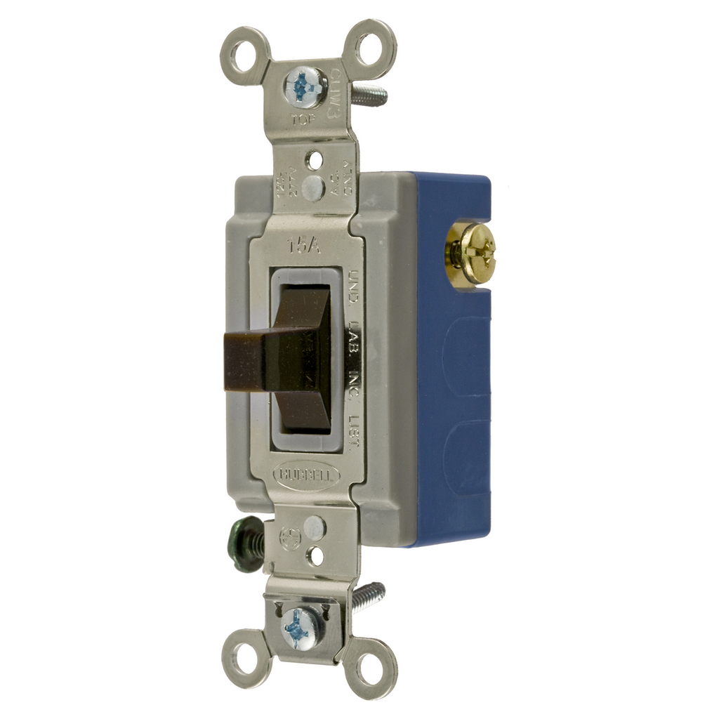 Hubbell Wiring Devices HBL1556 15 Amp 120/277 VAC SPDT Brown Toggle Switch Hubbell Wiring Devices HBL1556 15 Amp 120/277 VAC SPDT Brown Toggle Switch