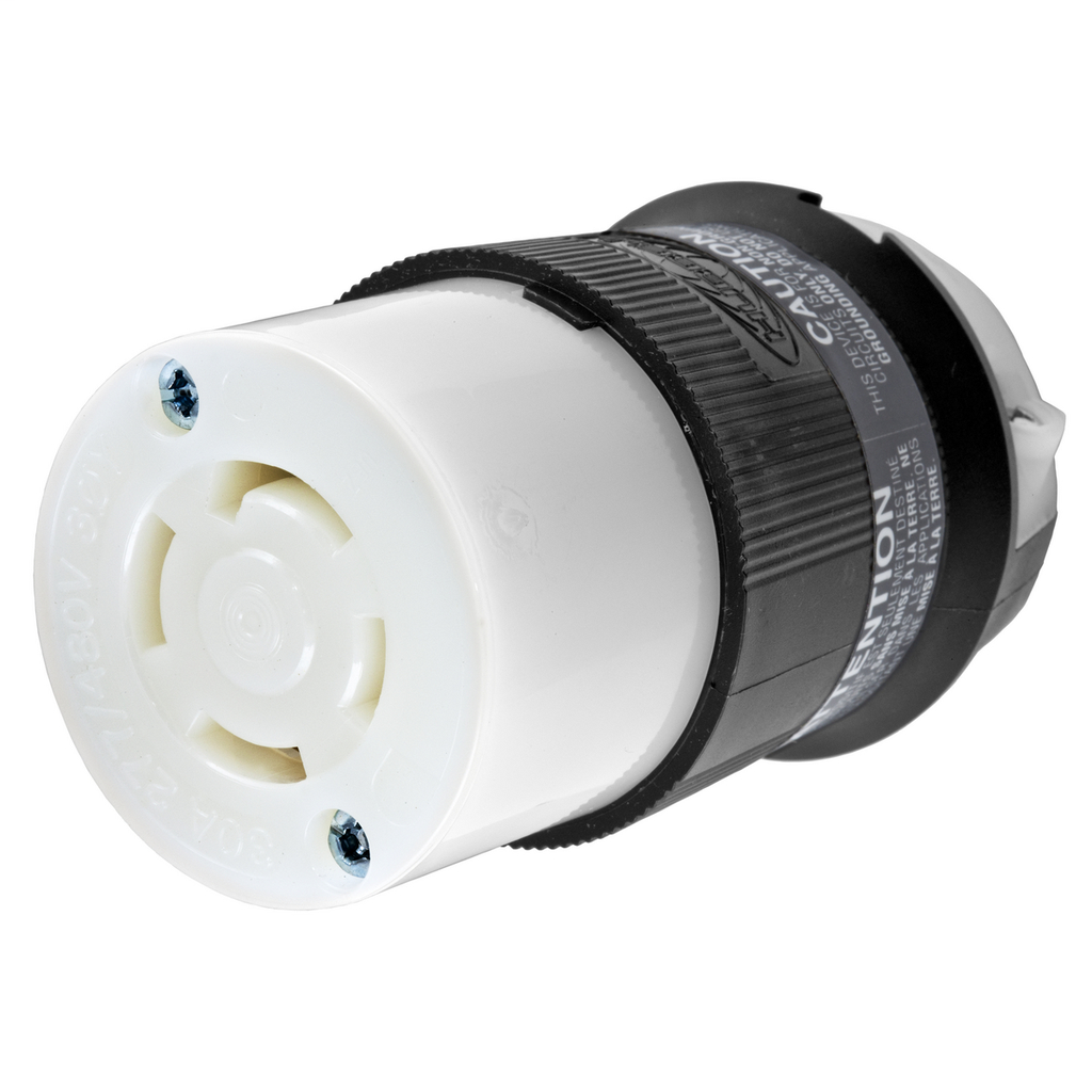Hubbell Wiring Devices HBL2763 30 Amp 277/480 VAC 4-Pole 4-Wire NEMA L19-30R Black and White Locking Connector Body Hubbell Wiring Devices HBL2763 30 Amp 277/480 VAC 4-Pole 4-Wire NEMA L19-30R Black and White Locking Connector Body
