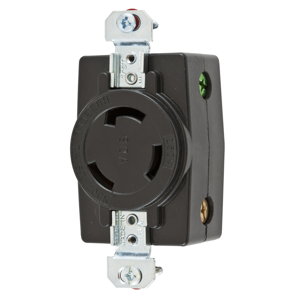 Hubbell Wiring Devices HBL3330 30 Amp 125/250 VAC 3-Pole 3-Wire Non-NEMA Black Single Flush Receptacle Hubbell Wiring Devices HBL3330 30 Amp 125/250 VAC 3-Pole 3-Wire Non-NEMA Black Single Flush Receptacle