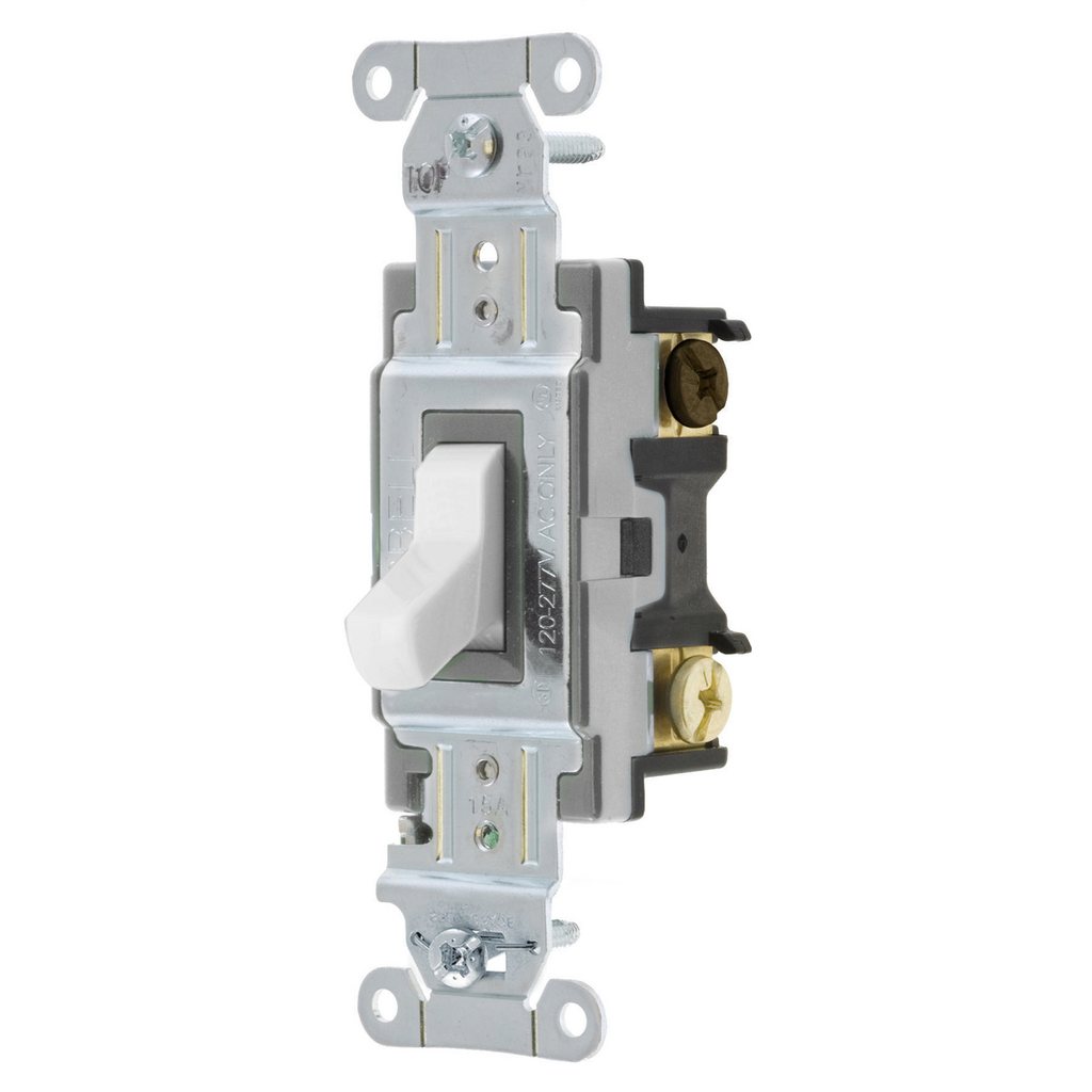 Hubbell Wiring Devices CSB315W 15 Amp 120/277 VAC 3-Way White Toggle Switch Hubbell Wiring Devices CSB315W 15 Amp 120/277 VAC 3-Way White Toggle Switch