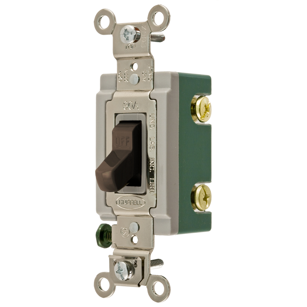 Hubbell Wiring Devices HBL3031 30 Amp 120/277 VAC 1-Pole Brown Toggle Switch Hubbell Wiring Devices HBL3031 30 Amp 120/277 VAC 1-Pole Brown Toggle Switch