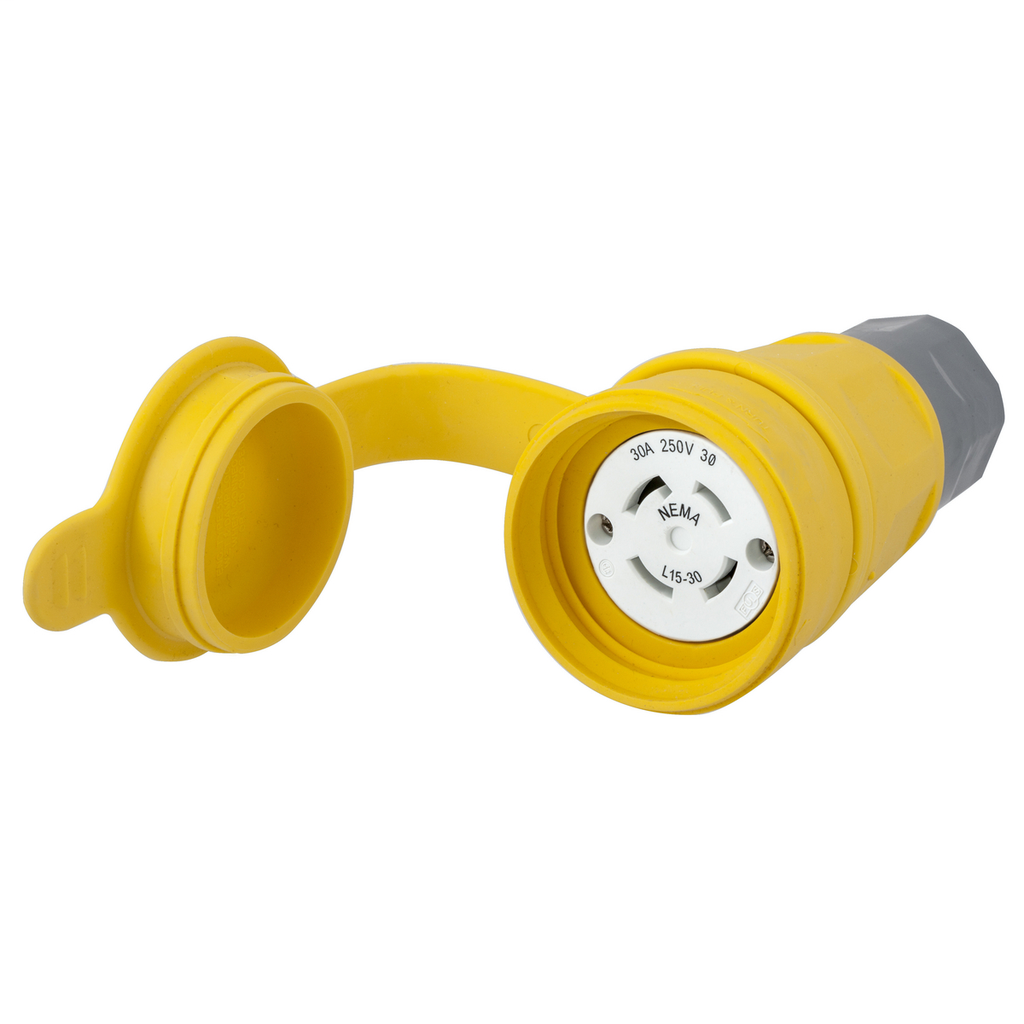Hubbell Wiring Devices HBL29W75 30 Amp 250 Volt 3-Pole 4-Wire NEMA L15-30R Yellow Locking Connector Hubbell Wiring Devices HBL29W75 30 Amp 250 Volt 3-Pole 4-Wire NEMA L15-30R Yellow Locking Connector