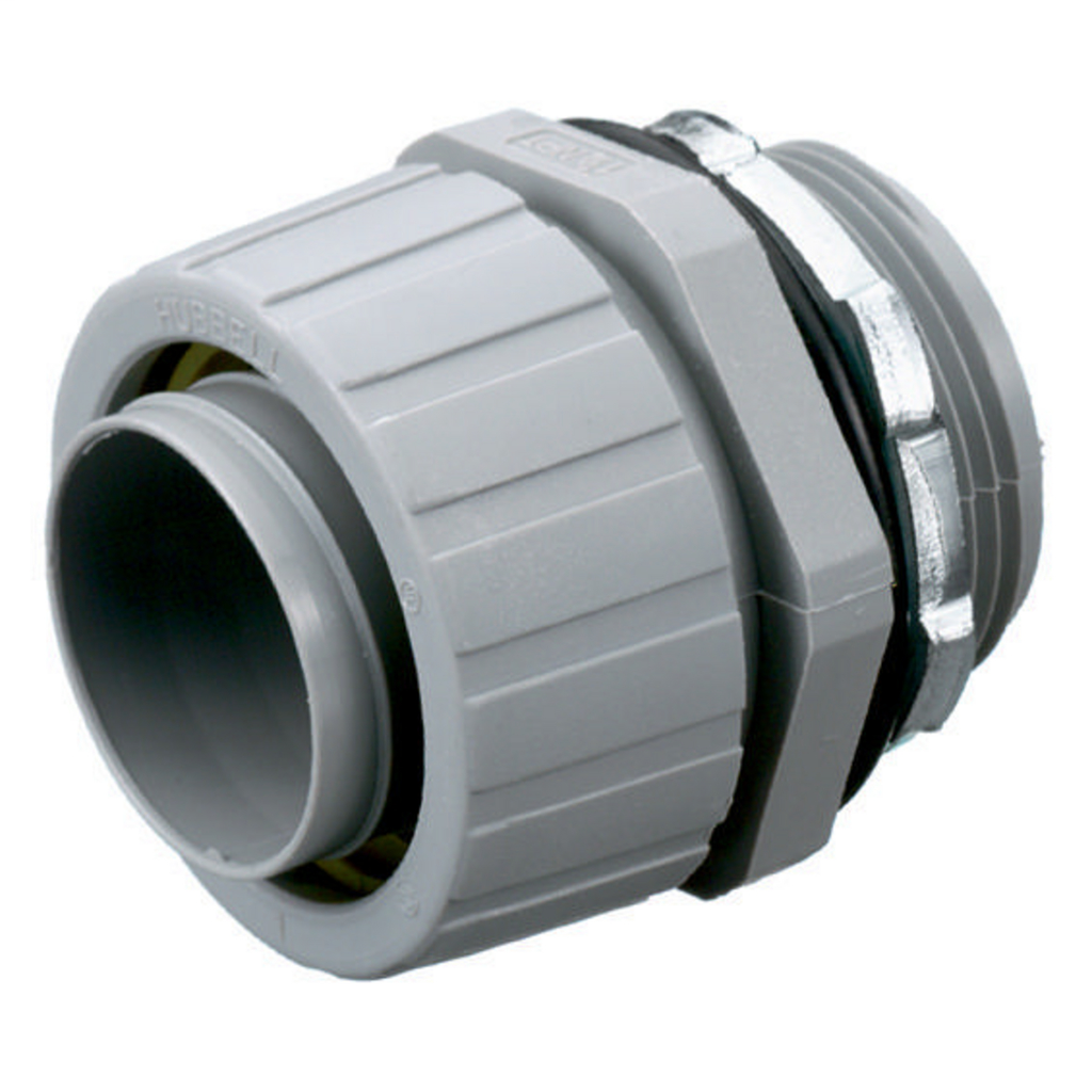 Hubbell Wiring Devices P100NGYA 1 Inch Gray Straight Male Non-Metallic Liquidtight Connector Hubbell Wiring Devices P100NGYA 1 Inch Gray Straight Male Non-Metallic Liquidtight Connector
