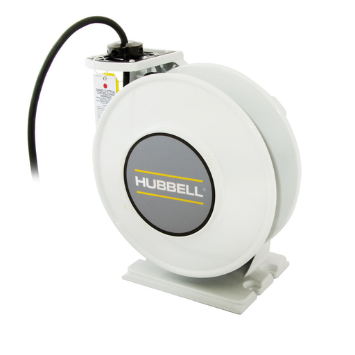 White Industrial Reel, UL Type 1, 45 Ft, #12/3 SJO, 20 A, 250 VAC
