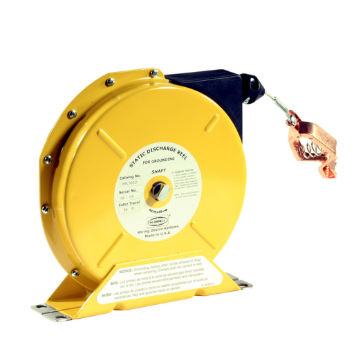 Cord and Cable Reels, Static Discharge Reel, 50', Single Lead, Nylon Coated, Yellow