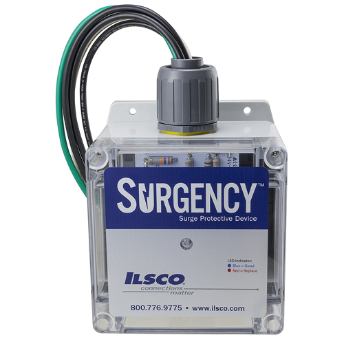 Surgency Surge Protection, Service Entrance, Lead Wire Size 10, 1 Phase, Split System, 50kA Surge Current, 120/240 V, Indicator LED, UL, CSA