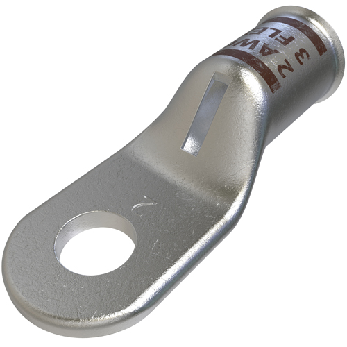 Product image for Ilsco CCL-2-14 Copper Compression Lug, Conductor Size 2, 1 Hole, 1/4in Bolt Size, Standard Barrel, Sight Window, Tin Plated, UL, CSA