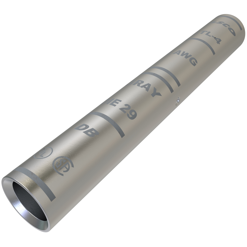 Product image for Ilsco CTL-4 SureCrimp&#174; Copper Compression Sleeve, Conductor Size 4, Long Barrel, Tin Plated, UL, CSA