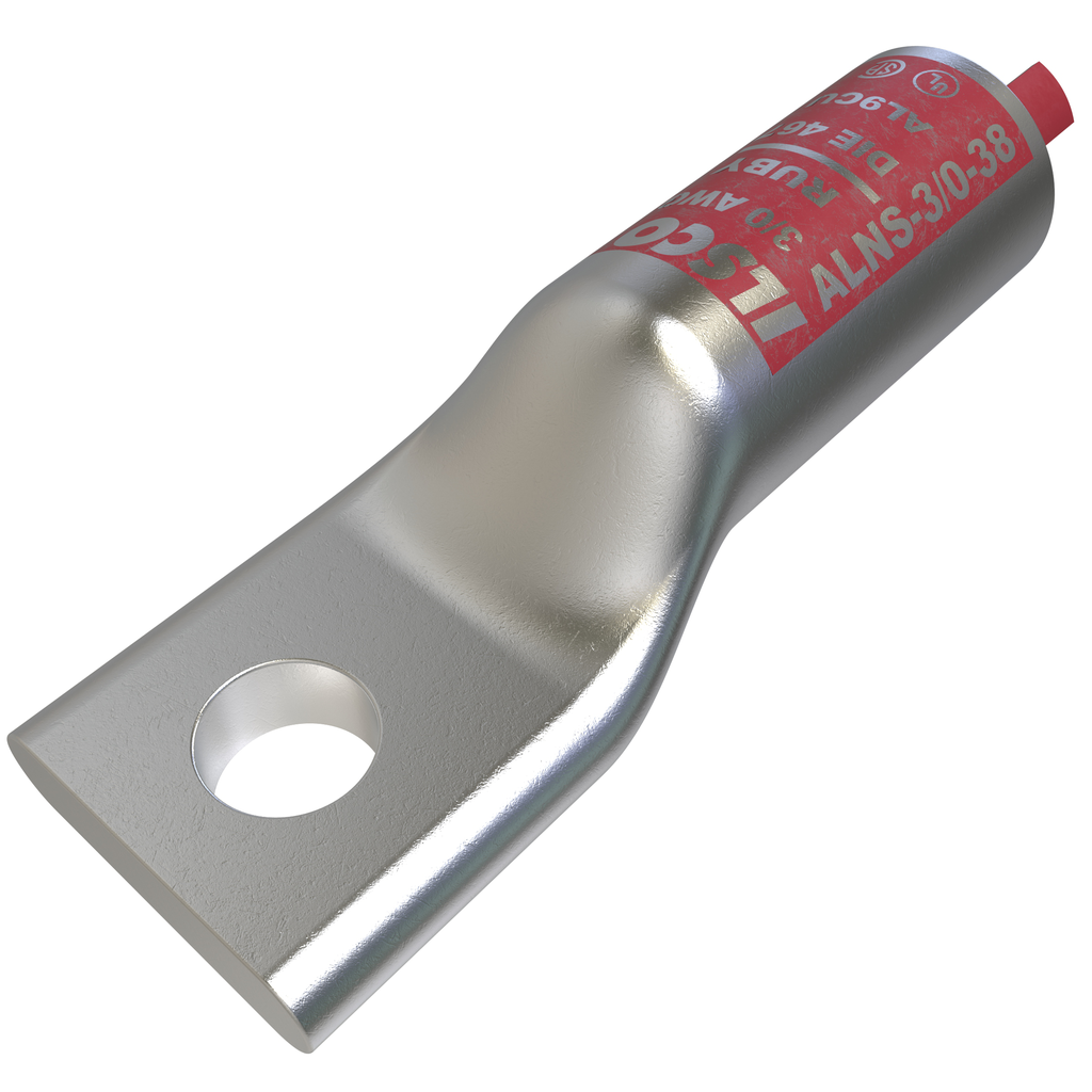Product image for Ilsco ALNS-3/0-38 SureCrimp® Aluminum Compression Lug, Conductor Size 3/0, 1 Hole, 3/8in Bolt Size, Long Barrel, No Sight Window, Tin Plated, UL, CSA