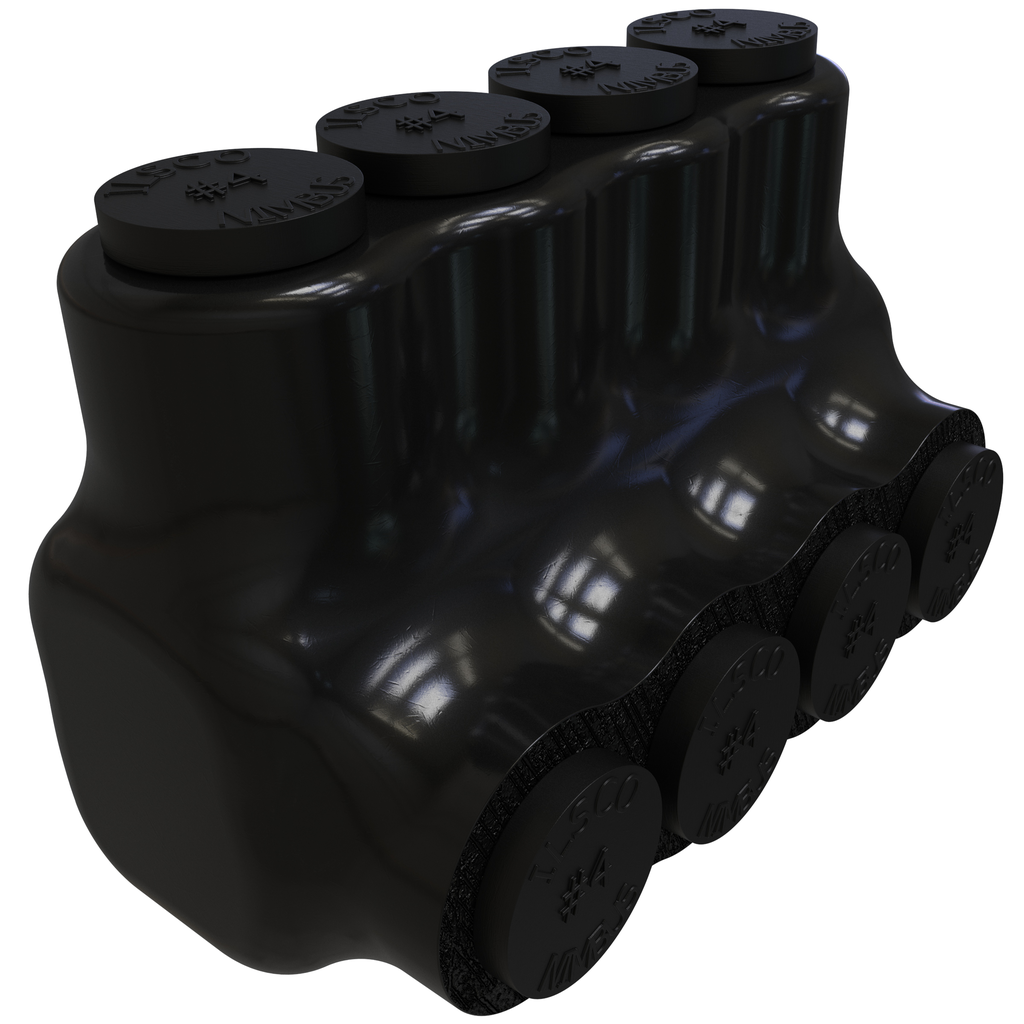 Product image for Ilsco PBTS-4-4 Nimbus Insulated Aluminum Multi-Tap Connector, Conductor Range 4-14, 4 Ports, Single Sided Entry, Tin Plated, UL, CSA